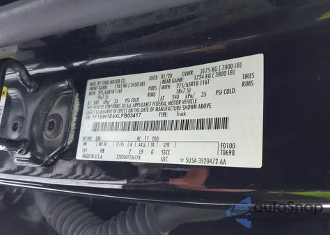 2020 Ford F-150 Lariat from USA, damaged, VIN 1FTEW1E4XLFB03417